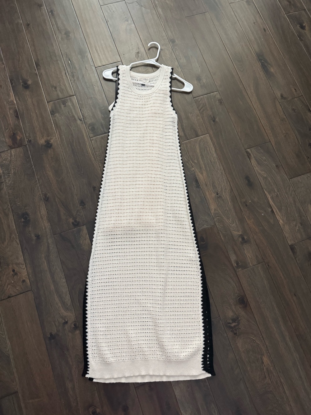 Universal Thread Cream Crochet Maxi Dress with Black Side Trim